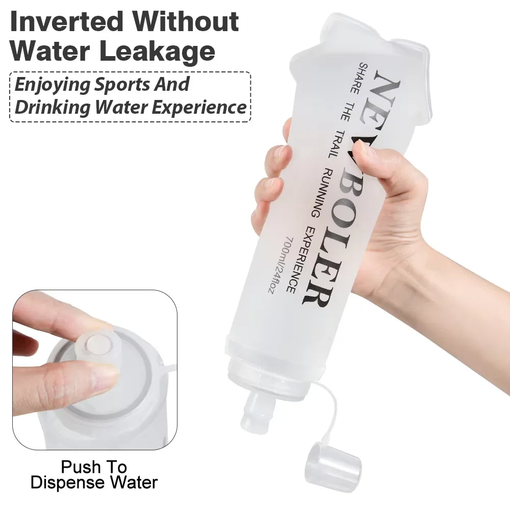 NEWBOLER TPU Outdoor Sport Folding Soft Flask Drink Portable Water Bottle for Running Camping Hiking Bicycle Fitness Water Bag
