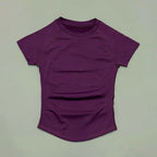 Sport Short Sleeve Top Women Running Sports T Shirt Summer Short Sleeve Round Neck Breathable Stretchy Gym Yoga Fitness Top