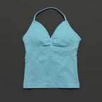 NCOYOE Women Gym Tank Top Sports V Neck Seamless Slim Fit Longline Yoga Top Running Fitness Workout Activewear Top