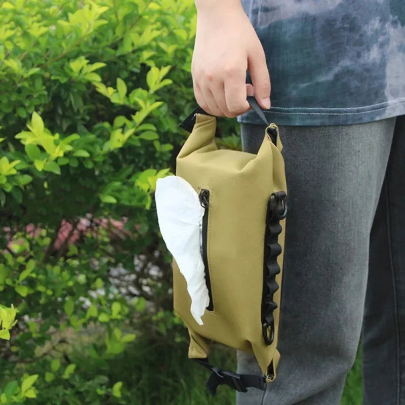 Camouflage wet tissue bag outdoor wet tissue box canvas tissue wet tissue dispenser hanging storage outdoor camping accessories