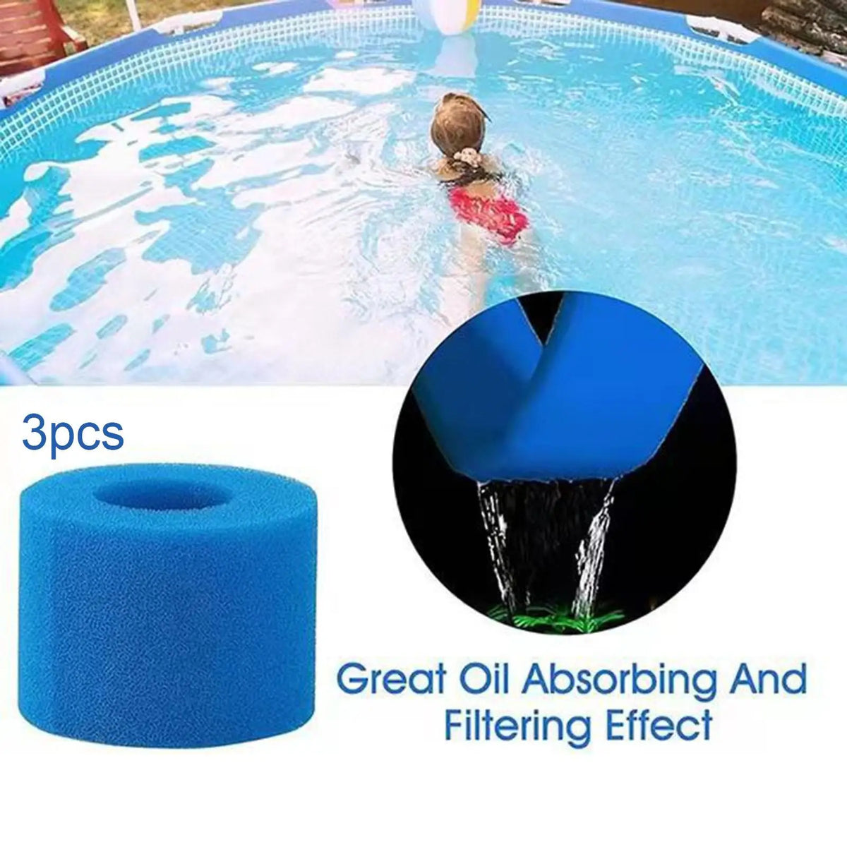 3Pcs Swimming Poo Filter Sponge Reusable Washable Foam for Type V1 Pools and above Ground Swimming Pools Equipment