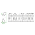 1PC 316 Stainless Steel Swivel Eye Bolt Spring Snap Hook 65/72/82/91/100/126mm Marine Diving D Ring Snap Hooks With Swivel