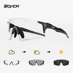 SCVCN UV400 Photochromic Cycling Glasss Sports Running Sunglasses Men Outdoor Drving Bicycle Goggles MTB Eyewear 1 Lens