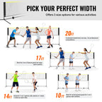 SucceBuy 20FT Badminton Net Height Adjustable Volleyball Net Wide Foldable Pickleball Net Portable Tennis Net Set w/Poles Stand