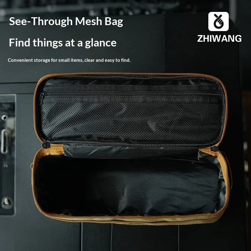 Portable Multifunctional Camping Tableware Storage Bag, Outdoor Picnic Cookware Bowl Chopstick Organizer for Travel Camping Trip