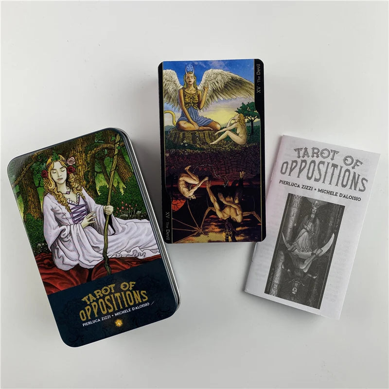 Metal Box Pink Gilded Edition Tarot Of Oppositions Cards Divination Deck With Paper Guidebook English Classical Board Games