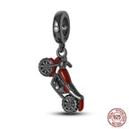 Fashion 100% 925 Silver Red Motorcycle Sports Car SUV Bus Charms Beads For Women Fit DIY Pan Bracelets Party Birthday Jewelry