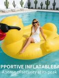 Enormous Inflatable Glasses Yellow Duck Pool Float, Heavy Duty Anti-Rollover Floatie for Adults, Large Pool Floats for Summer Pool Party Lake Beach Travel