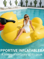 Enormous Inflatable Glasses Yellow Duck Pool Float, Heavy Duty Anti-Rollover Floatie for Adults, Large Pool Floats for Summer Pool Party Lake Beach Travel