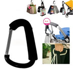 Black Carabiner Stroller Hooks Organizer Aluminum D Ring Spring Snap Keychain Clip Carry Handle for Hanging Purses Shopping Bags