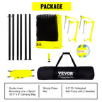 SucceBuy Outdoor Volleyball Net System Adjustable Height Steel Poles with PVC Volleyball Pump Carrying Bag for Backyard Lawn