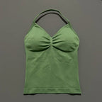NCOYOE Women Gym Tank Top Sports V Neck Seamless Slim Fit Longline Yoga Top Running Fitness Workout Activewear Top