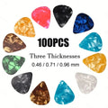 100Pcs/set Mixed Guitar Picks | 3 Thickness (0.46/0.71/0.96mm) | Celluloid Plectrums for Guitar/Bass/Ukulele | Gift Variety