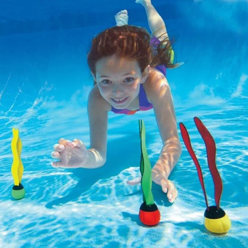 3 Piece Kids Sports Pool Toys Ocean Plant Shape Diving Toys Diving Swimming Training Pool Kids Accessories