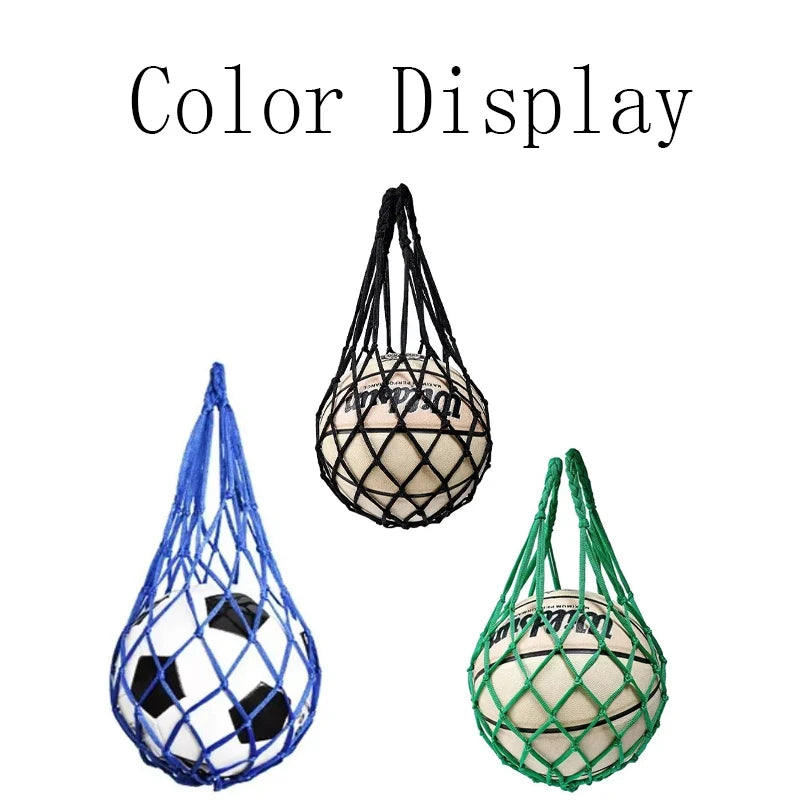 Thick Braided Nylon Sports Ball Carry Net Bag Lightweight Handheld Storage Sack For Football Basketball Volleyball Outdoor Gym