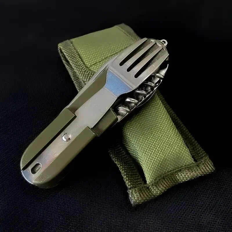 Portable multi-functional camping utensils, outdoor detachable forks, spoons, knives, folding tableware with storage bag