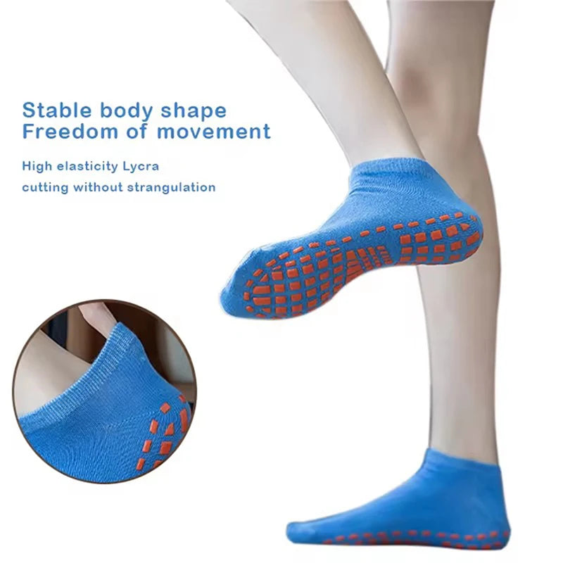 4 Pairs of Pure Cotton Yoga Socks Fitness Pilates Women's Socks Silicone Anti Slip and Wear-Resistant Foot Massage Ankle Socks