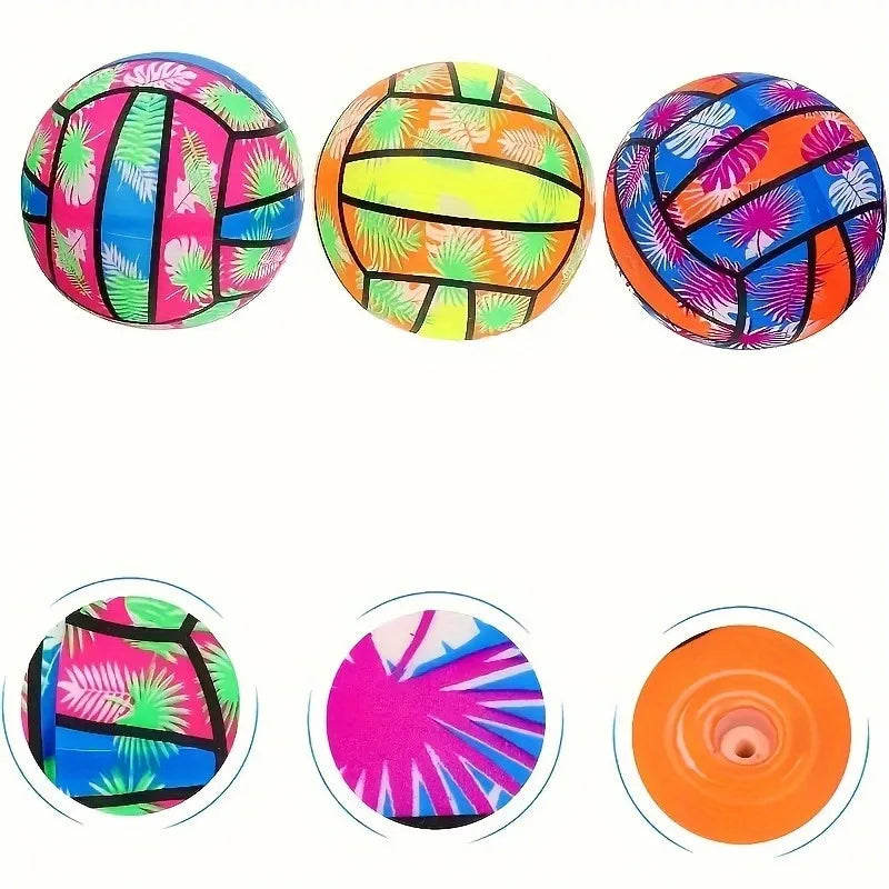 4/2/1pcs Inflatable Beach Volleyballs 4pcs - Tropical Leaf Print PVC Pool Toys, Summer Outdoor Sports Gear for Adults & Kids