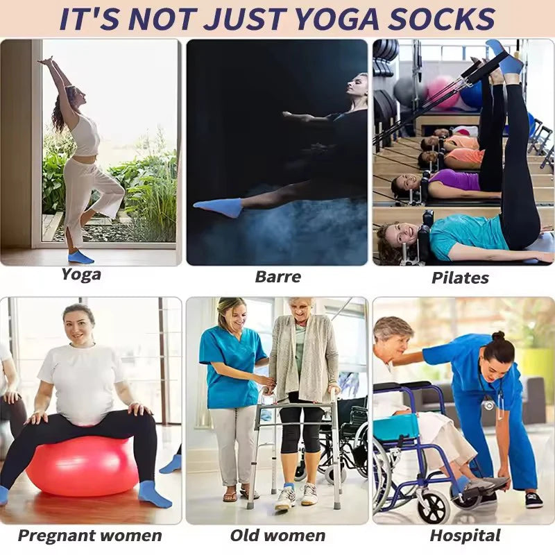 4 Pairs of Pure Cotton Yoga Socks Fitness Pilates Women's Socks Silicone Anti Slip and Wear-Resistant Foot Massage Ankle Socks
