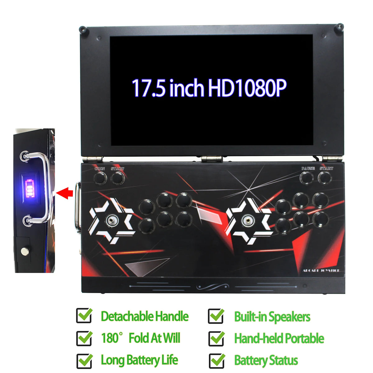 26800 in 1 Hand-held Portable Arcade Game Console 17.5-inch HD Screen Dual Players Pandoras Box DX, Retro Video Game Machine