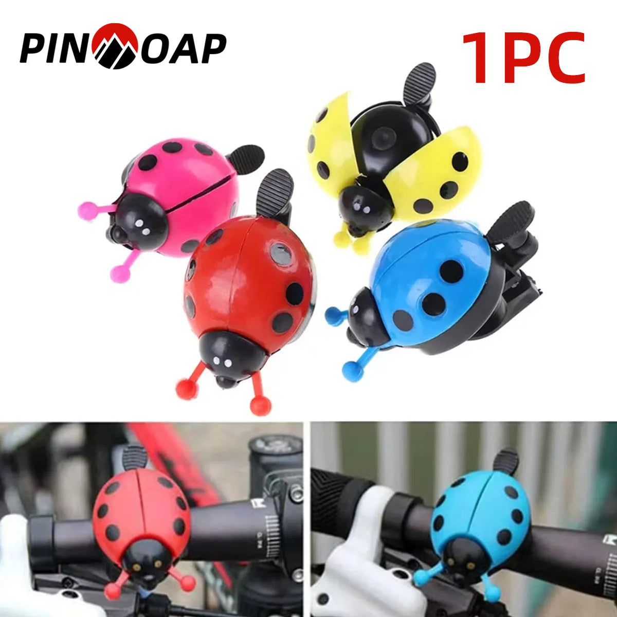 PINMOAP 1PC Ladybug Bicycle Bell Handle Warning Bell Loud Bell Durable Aluminum Alloy PP Material Bicycle Horn Riding Accessorie
