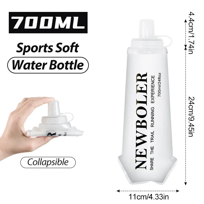 NEWBOLER TPU Outdoor Sport Folding Soft Flask Drink Portable Water Bottle for Running Camping Hiking Bicycle Fitness Water Bag
