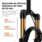 BOLANY Bike Air Fork 27.5/29inch 120mm Travel Oil Air Suspension Lightweight Magnesium Alloy Quick Release Bicycle Fork