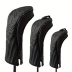 1pc/3pcs Golf Head Covers for Driver & Woods - Head cover, Designed to Fit All Woods and Drivers (Grain star style）