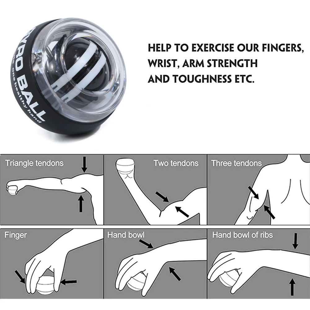 Automatic Start Wrist Gyro Ball Power Trainer Arm Exercise Device Strength Reinforcement Fitness Tracker