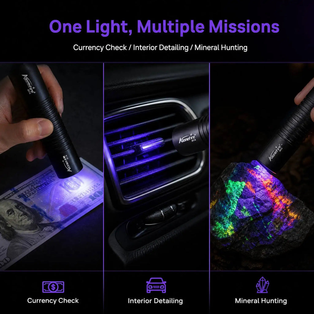 365nm/395nm Mini UV Led Flashlight Usb Rechargeable Nail Lamp Torch Cat Dog Pets Urine Tinea Money Ore Gems Scorpion Check Light