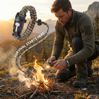 Outdoor Bracelets for Men and Women Adjustable Survival Paracord Bracelet with 11.8 Ft Nylon Cord, Flint Fire Starter, Camping