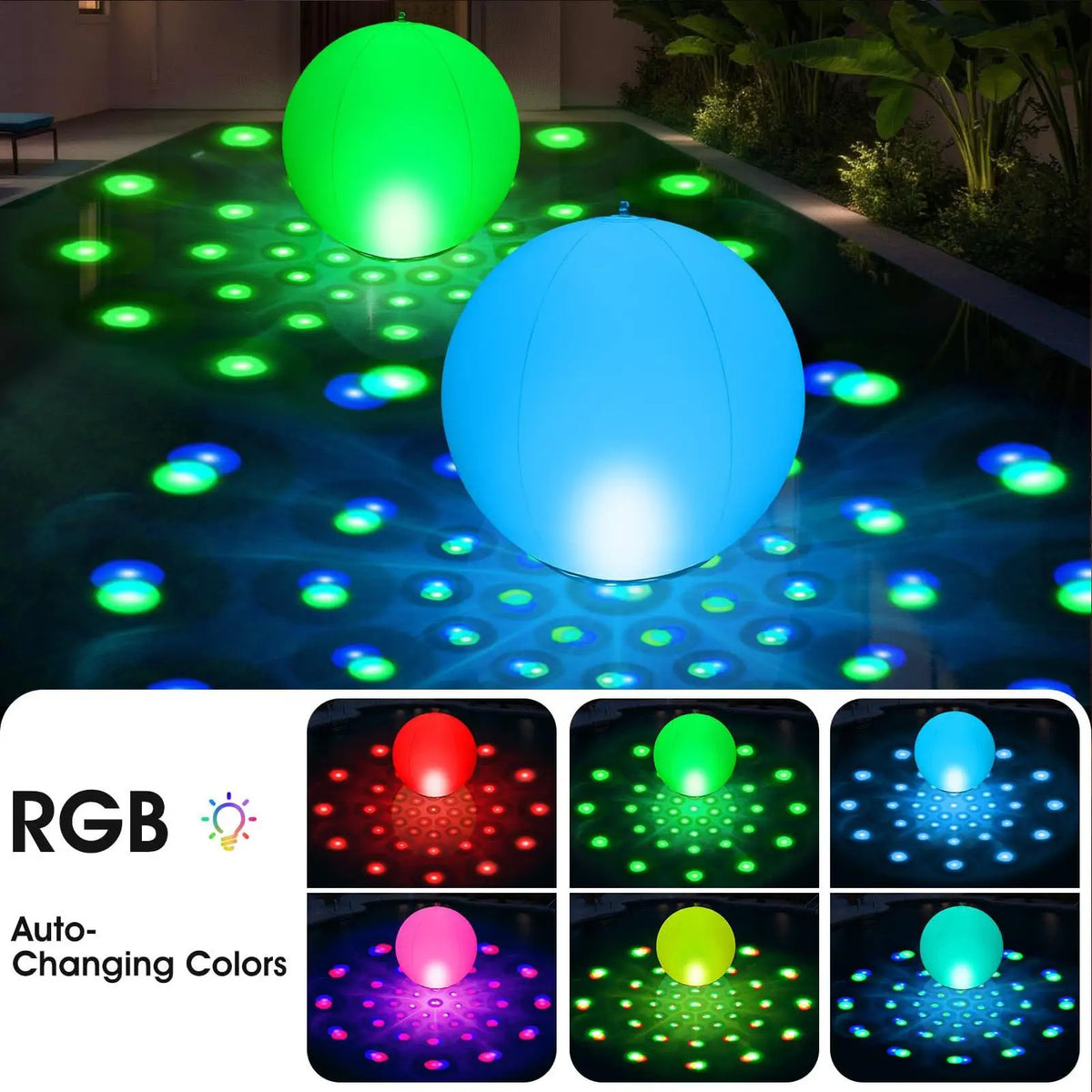Light Up Beach Balls 40cm Inflatable with Remote Control Waterproof LED Toy for Family Party Swimming Summer Night Outdoor