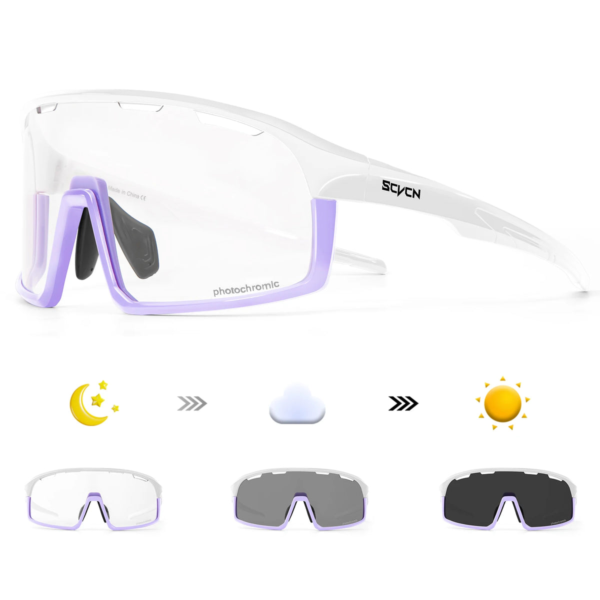 SCVCN Photochromic Cycling Glasses Cycling Sunglasses Bicycle Eyewear Sports MTB Outdoor UV400 Bike Goggles Sunglasses Eyepieces