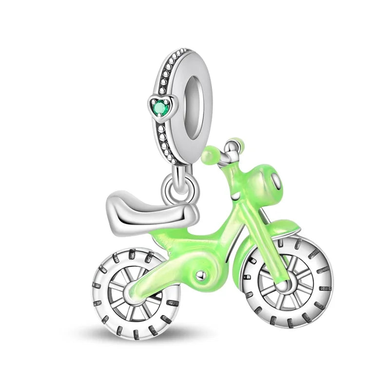 Fashion 100% 925 Silver Red Motorcycle Sports Car SUV Bus Charms Beads For Women Fit DIY Pan Bracelets Party Birthday Jewelry