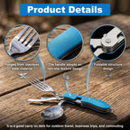 3 In 1 Multi-functional Outdoor Camp Tableware Stainless Steel Foldable Fork Spoon Bottle Opener Kit for Picnic Camping Utensils