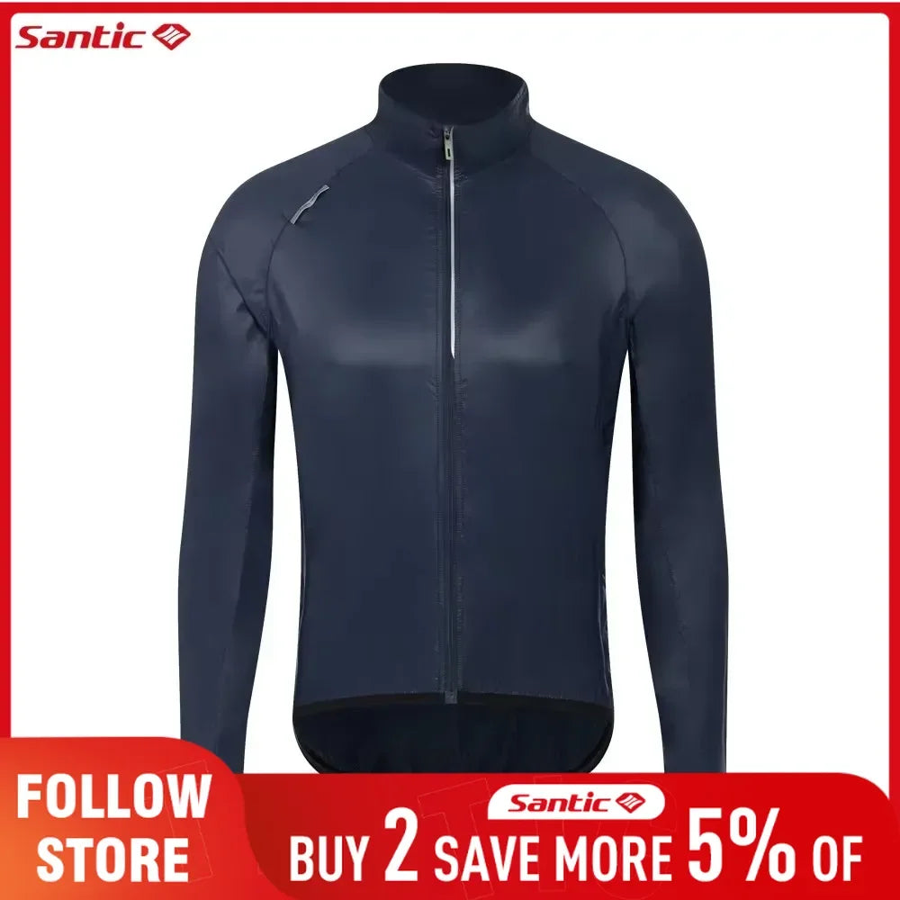 Santic Men's Ultra-Light Packable Cycling Windbreaker Jacket – Windproof Water-Resistant Breathable UPF50+ Protection Skin Coats