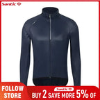 Santic Men's Ultra-Light Packable Cycling Windbreaker Jacket – Windproof Water-Resistant Breathable UPF50+ Protection Skin Coats