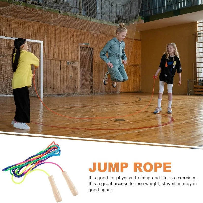 Thickened Extended Wooden Colorful Jump Rope Adjustable Sports Fitness Hot Selling Toys and Gifts Random Color
