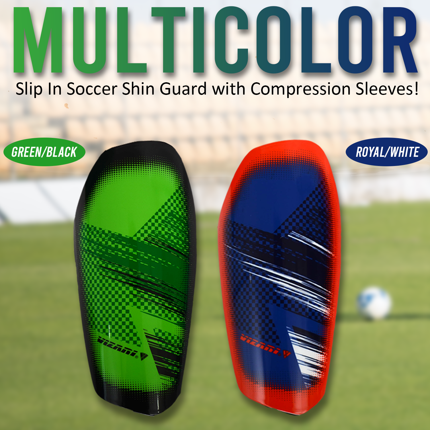 Aptos Soccer Shin Guard with Sleeve-Royal/White - Vizari Sports