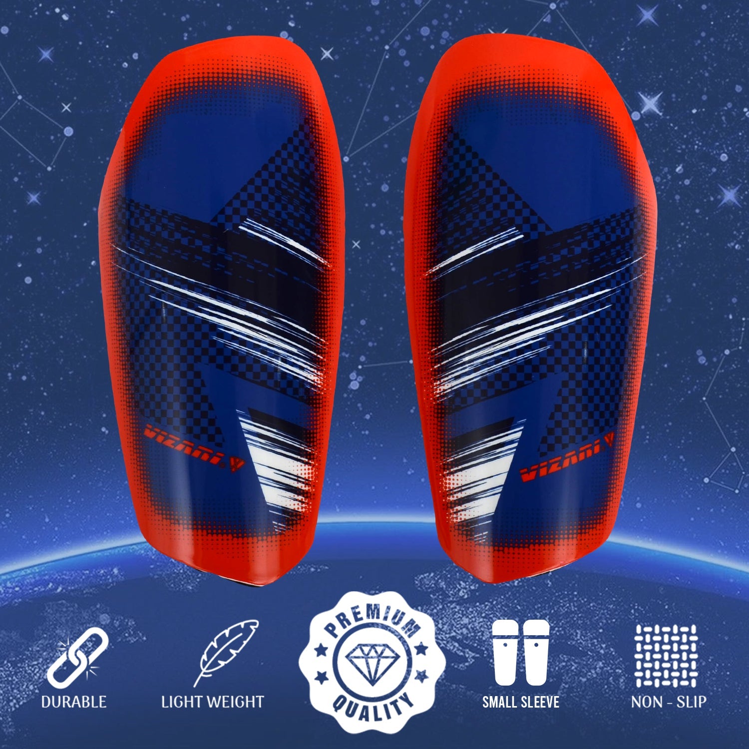 Aptos Soccer Shin Guard with Sleeve-Royal/White - Vizari Sports
