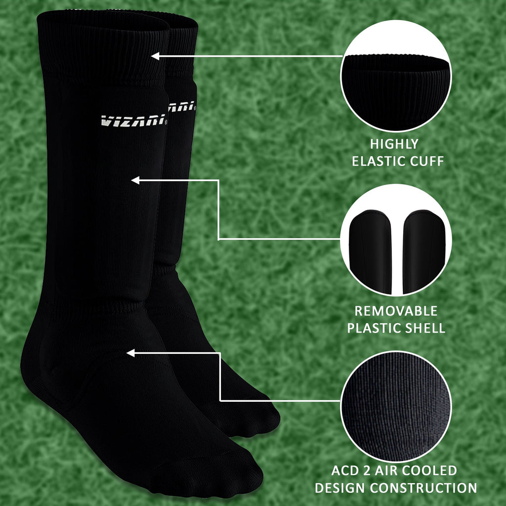 Vizari Shin-guard W/ Sock – Black