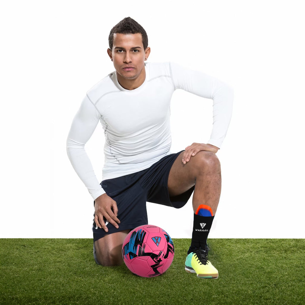 Aptos Soccer Shin Guard with Sleeve-Royal/White - Vizari Sports