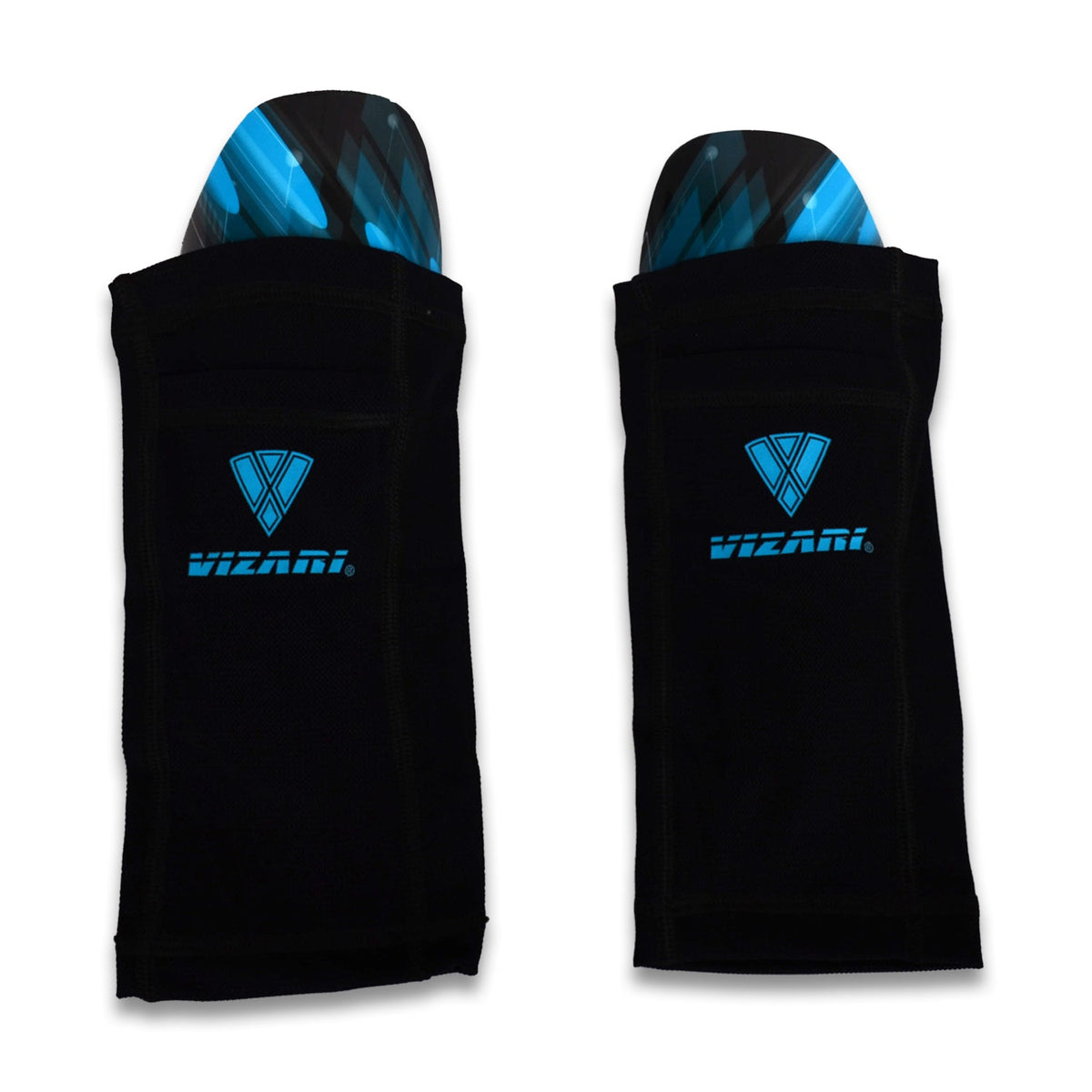 Vizari Salinas Soccer Shin Guard with Pocketed Sleeve – Sky/Black