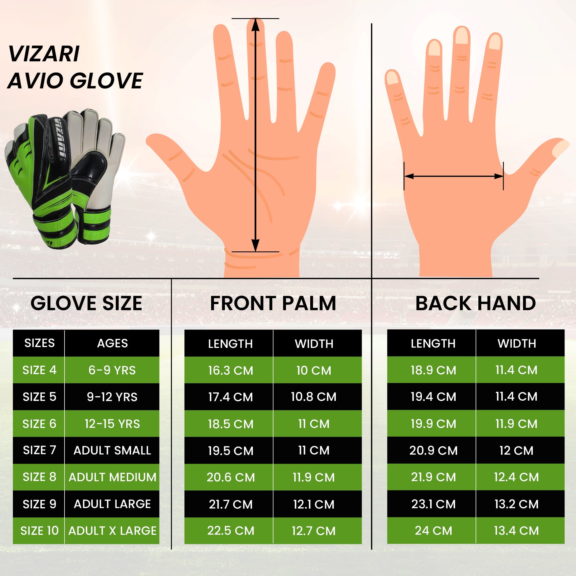 Vizari Avio F.P. Goalkeeping Glove – Black/Green