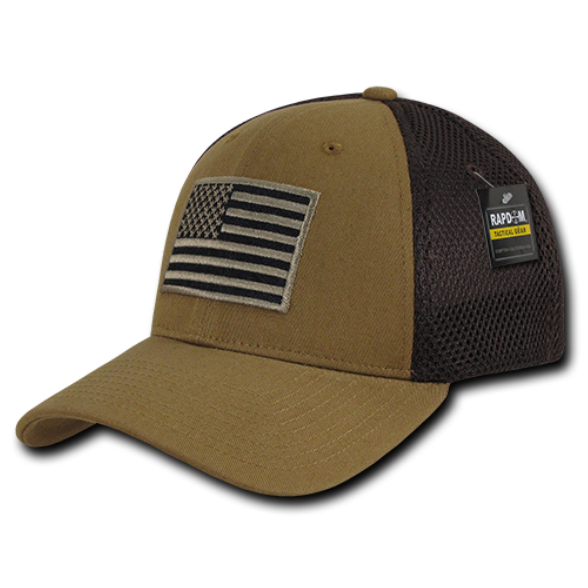 Embroidered AirMesh Flex Caps,USA,Coyote