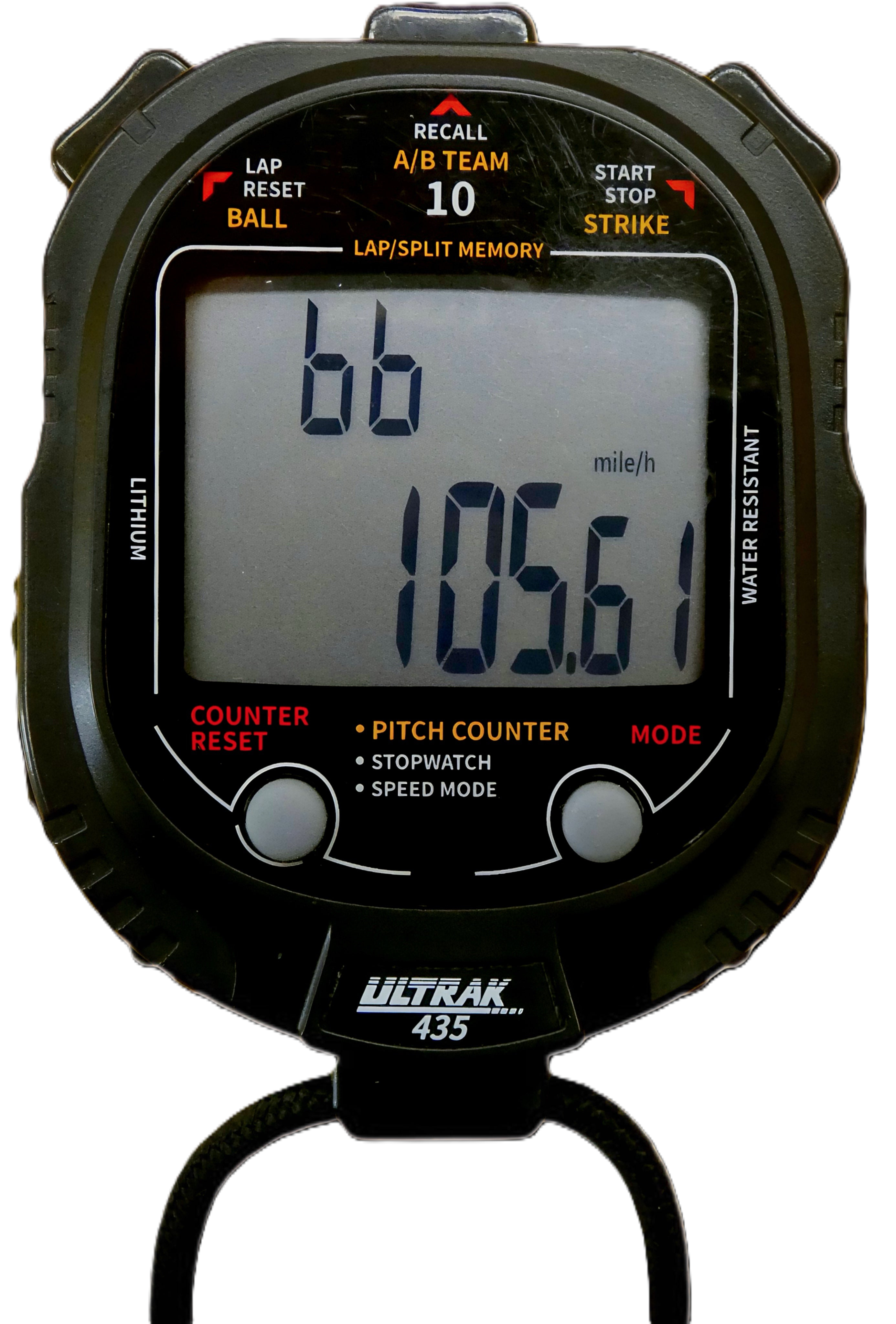 ULTRAK 435 Pitch Counter With Strike Percentage & Pitch Speed Monitor - 10 Memory Stopwatch