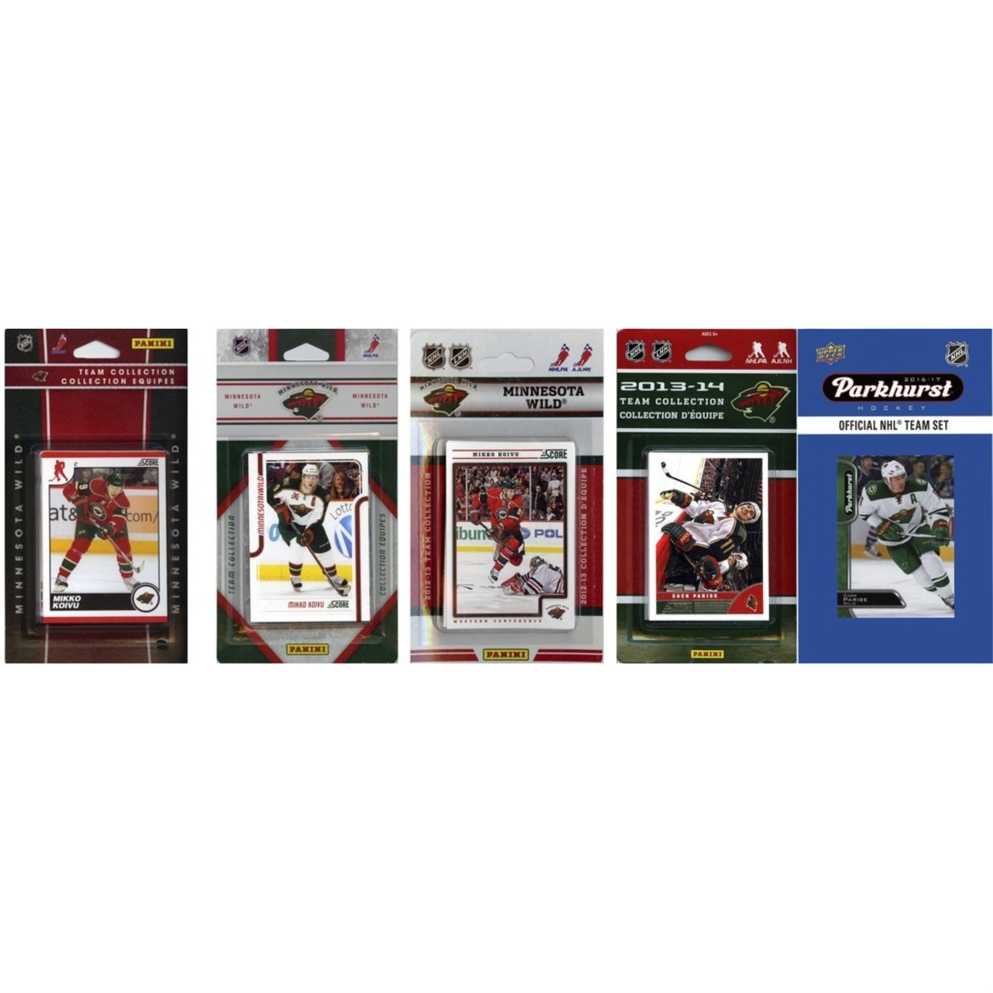 Nhl Minnesota Wild 5 Different Licensed Trading Card Team Sets