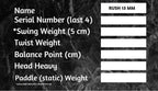 RUSH 13 (PINK)  Includes custom weight card, paddle cover, paddle eraser, and lead weights.
