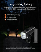 Magicshine ALLTY 1500S Bike Lights for Night Riding, Battery Replaceable | USB-C Rechargeable | Wireless &APP Control Compatible with Garmin/GoPro Mount for Road, MTB, Commuter Rider
