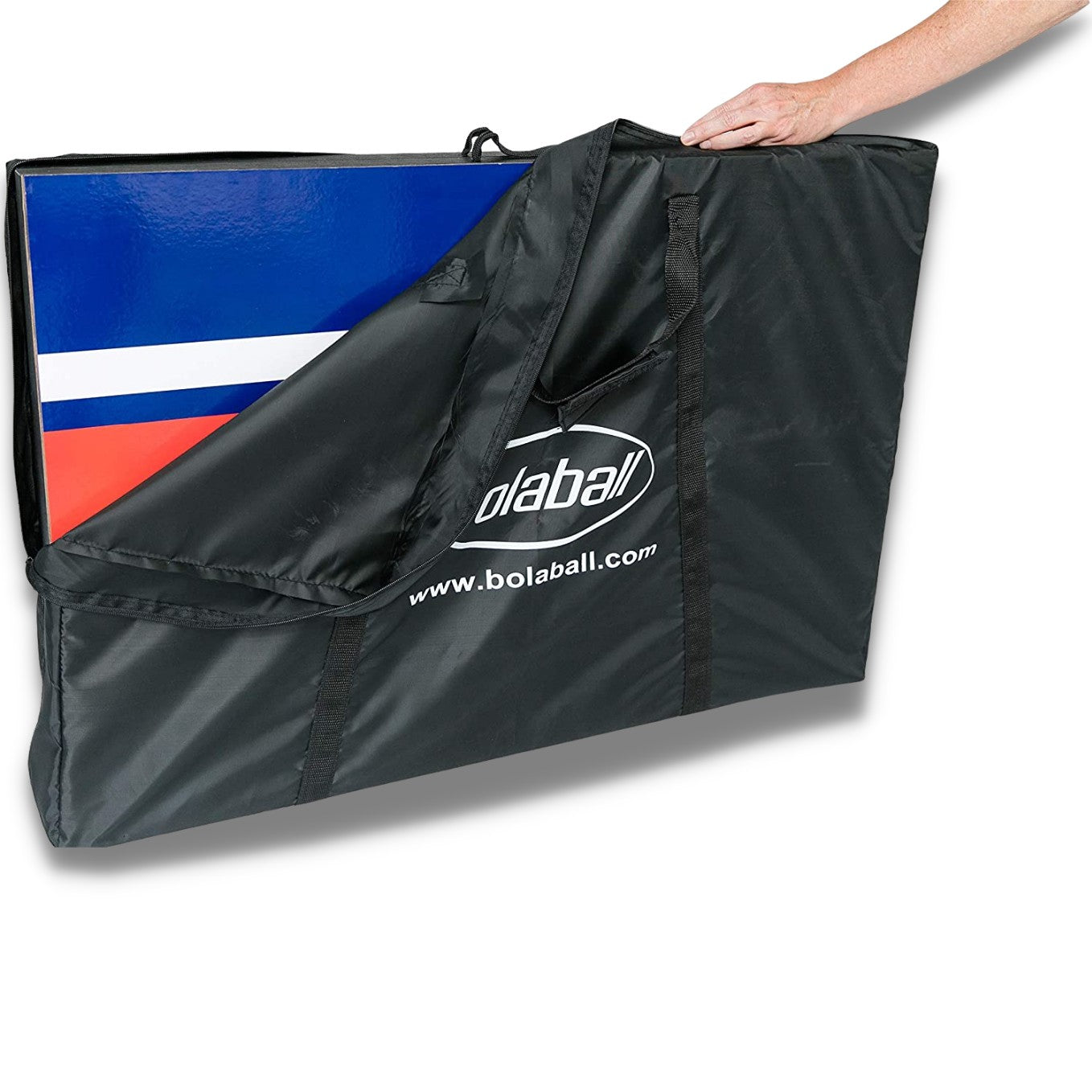 Bolaball Cornhole Board Set - Portable 2x3 ft Wooden Game with 8 Toss Bags, Red & Blue, Model 317549